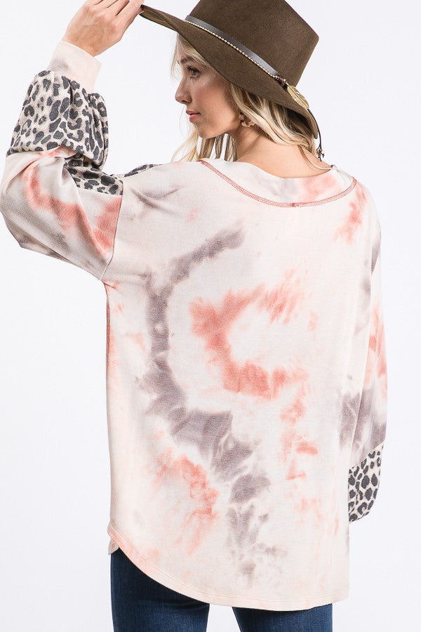 Animal print color block sweater