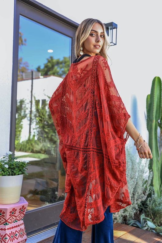The Red Clay Lace Kimono