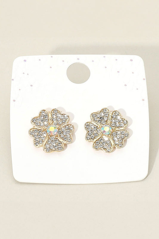 Rhinestone Paved Flower Stud Earrings