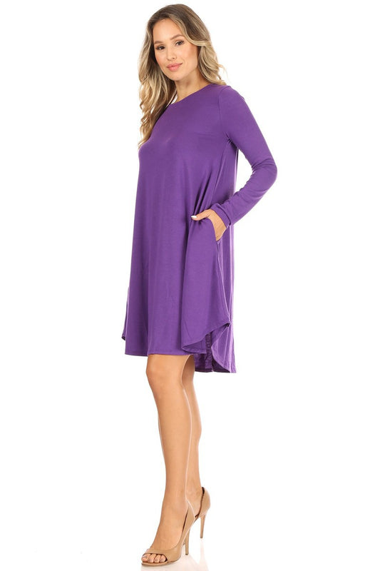 A-line, Long Sleeve Dress