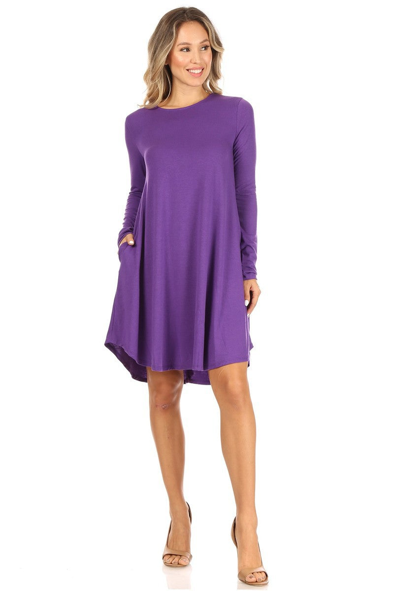 A-line, Long Sleeve Dress
