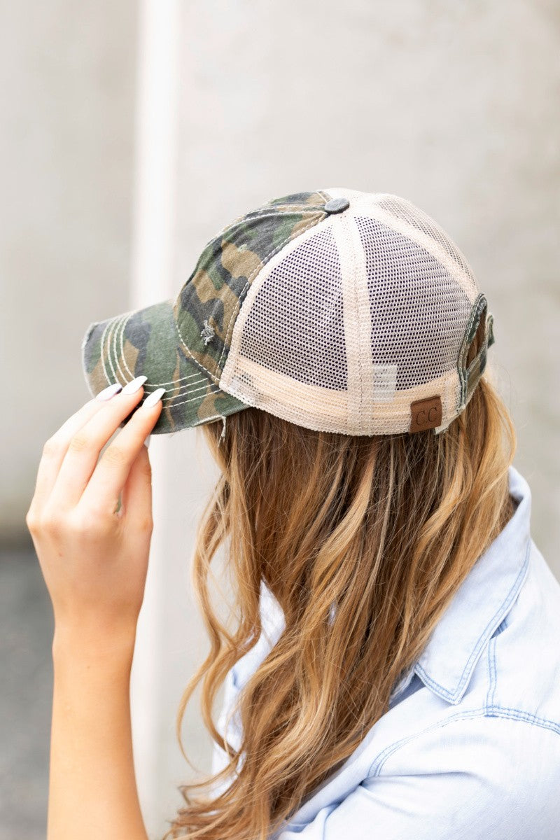 Camo Distressed Caps Hat
