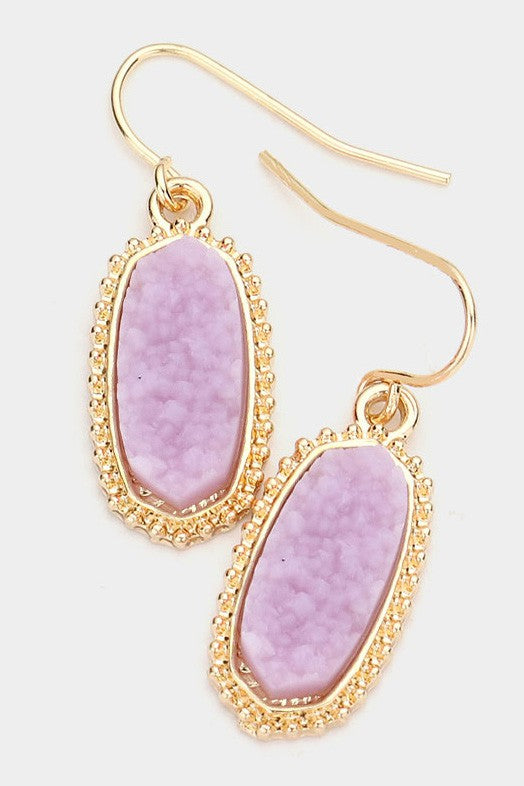 Druzy Hexagon Dangle Earrings
