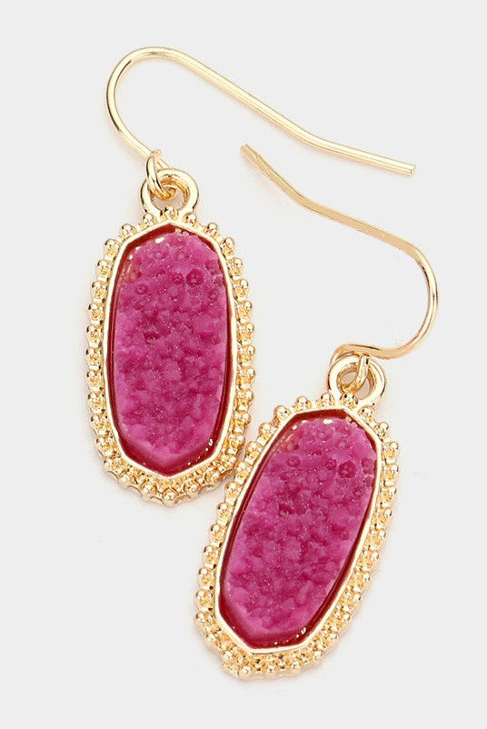 Druzy Hexagon Dangle Earrings
