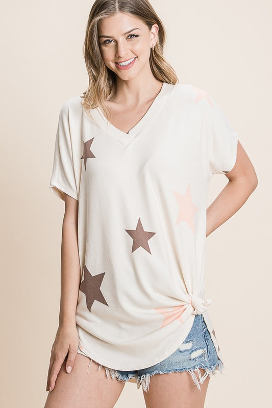 Loose Fit V-neck Top