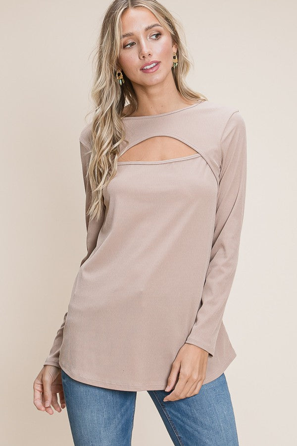 Ribbed Keyhole Top