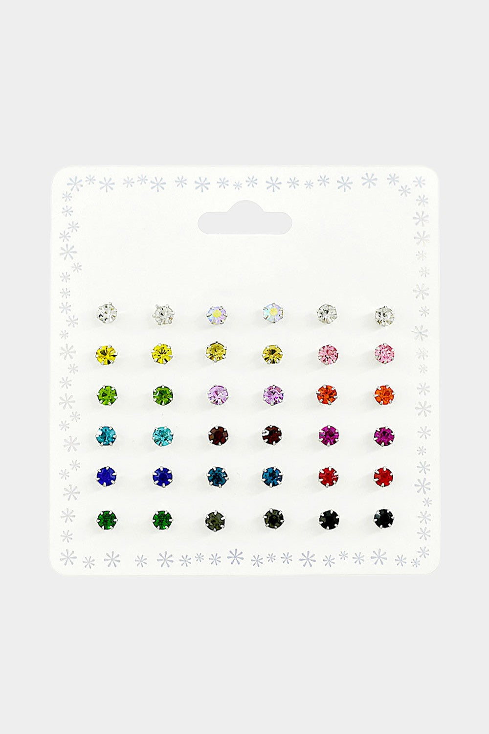 Set of 18 Crystal Stud Earring Set