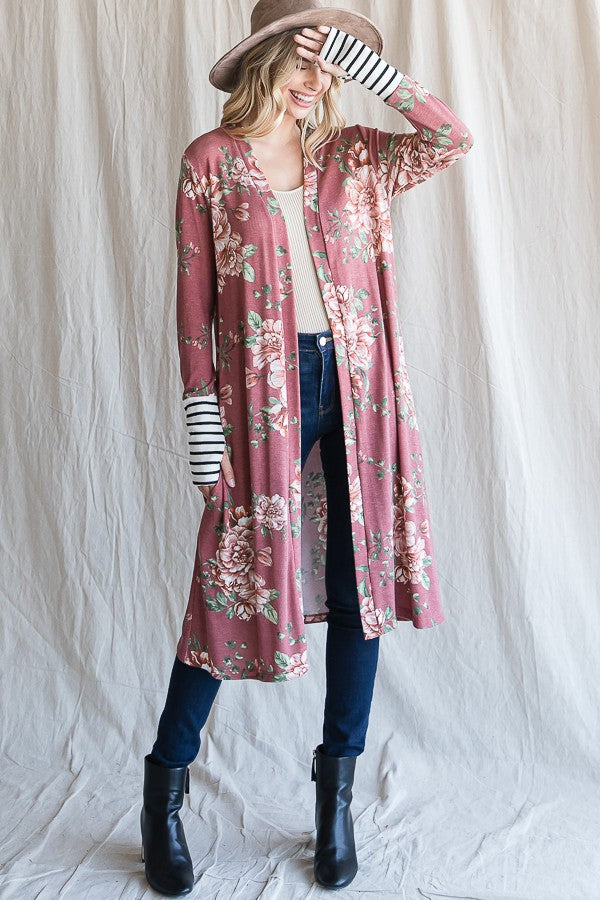 Floral Print Maxi Cardigan