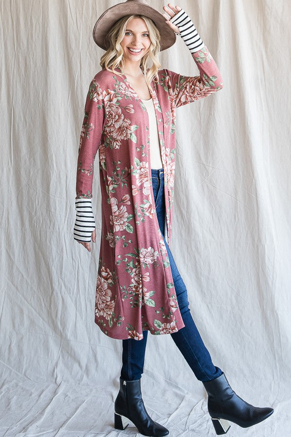 Floral Print Maxi Cardigan