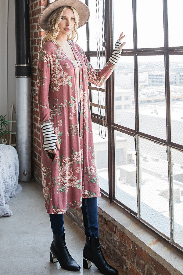 Floral Print Maxi Cardigan