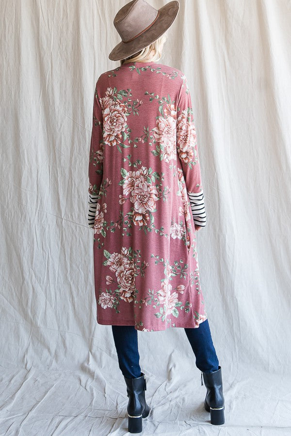 Floral Print Maxi Cardigan