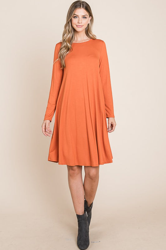 Solid Midi Dress