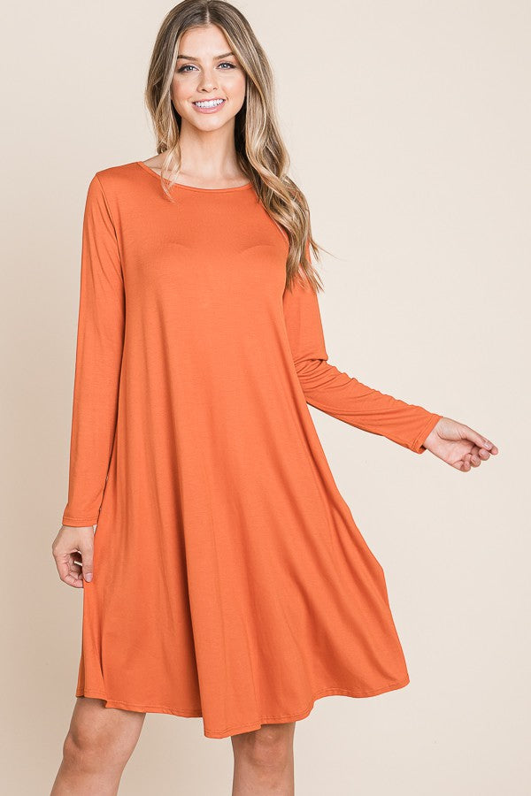 Solid Midi Dress