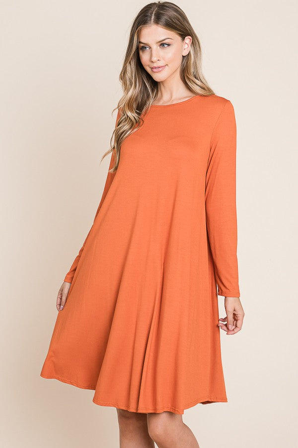 Solid Midi Dress