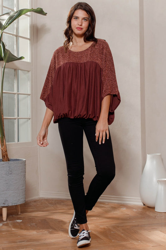 Color Block Glitter Knit Top
