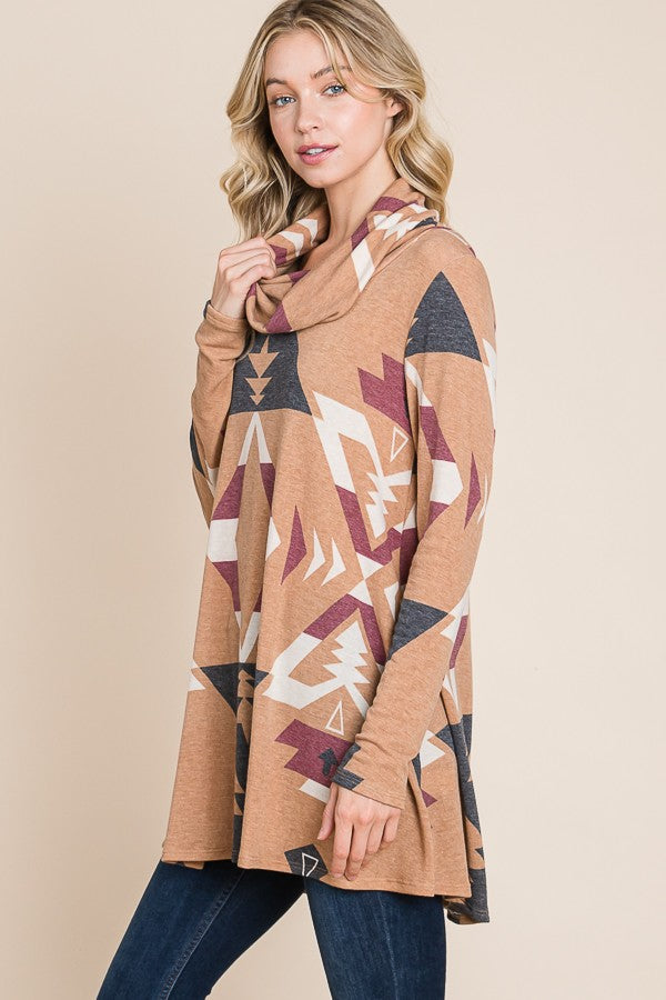 Aztec Cowl Neck Pull Over