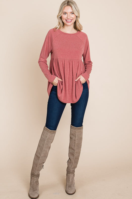 Solid Babydoll Tunic Top