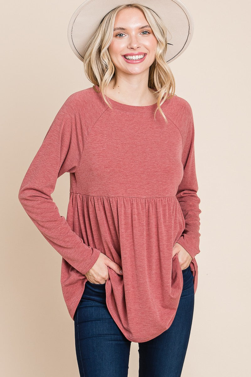 Solid Babydoll Tunic Top
