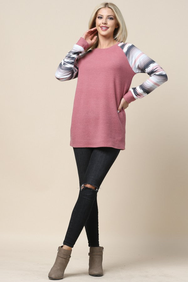 Aztec Print Hacci Raglan Top