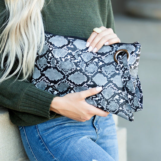 Snake Print Oversized Everyday Clutch