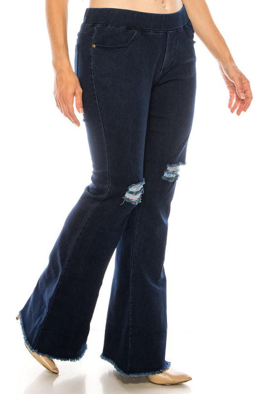 Curvy Pull On Flare Jeans