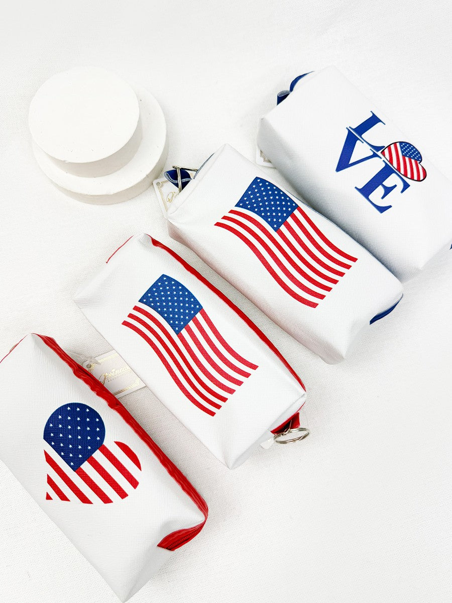 American Flag Print Pouch