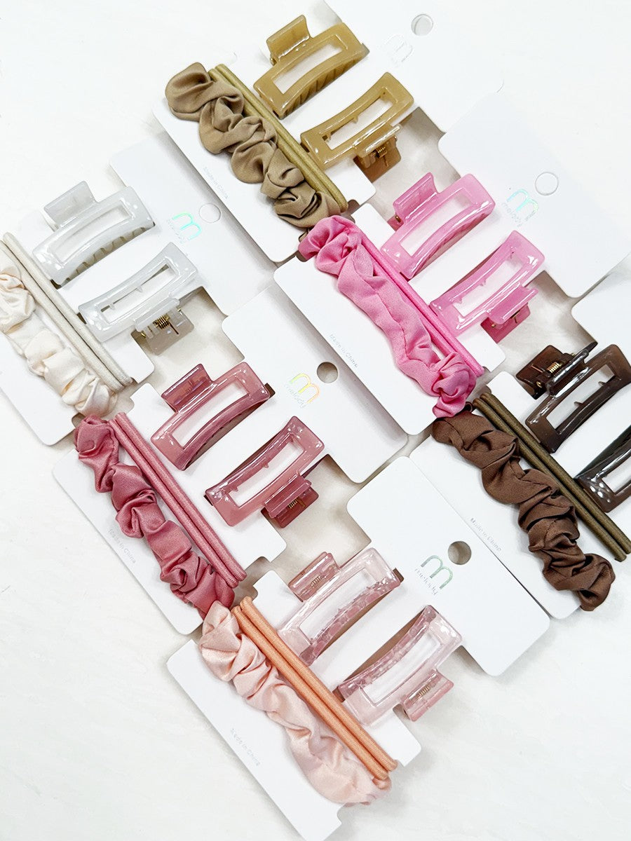 Mini Jaw Clips With Matching Hair Ties