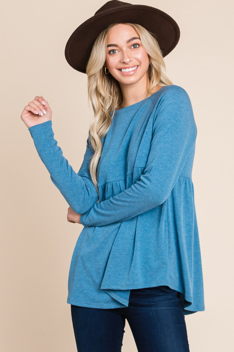 Solid Babydoll Tunic Top