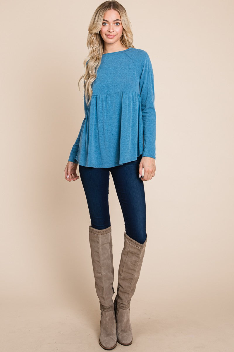 Solid Babydoll Tunic Top