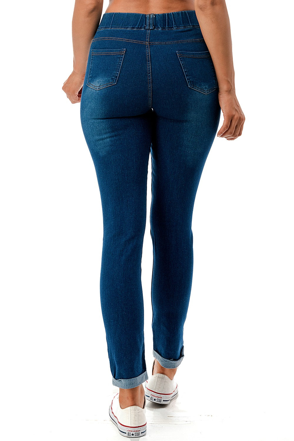 Distress Pull On Denim Mammy Jeans