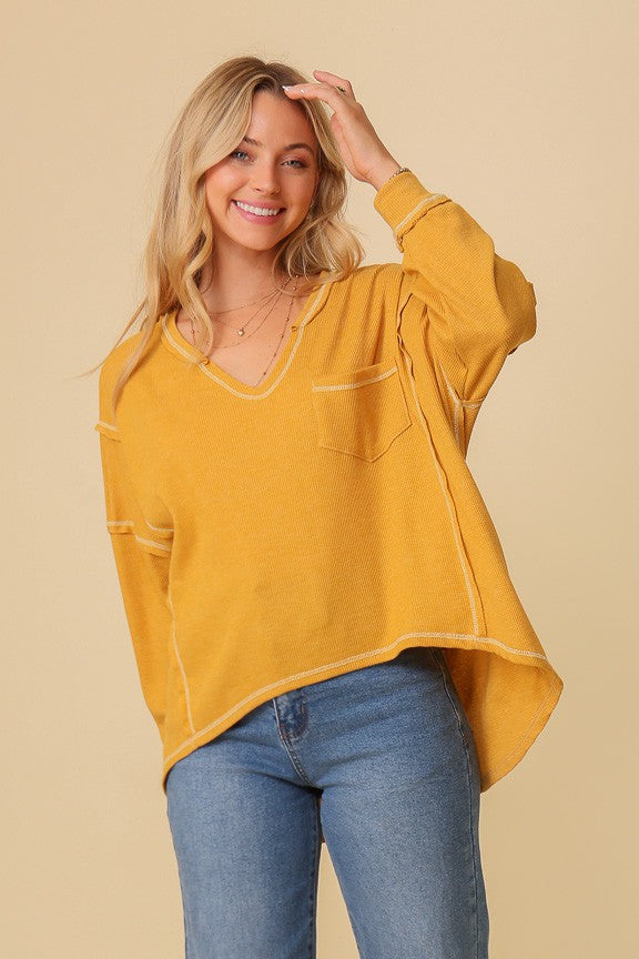 Thermal High Low Vneck Oversized Top