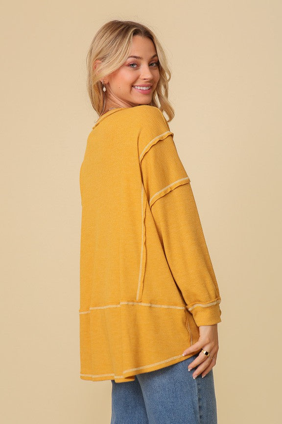 Thermal High Low Vneck Oversized Top