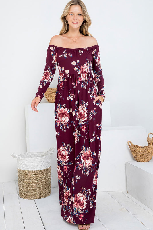 Floral Off Shoulder Maxi Dress