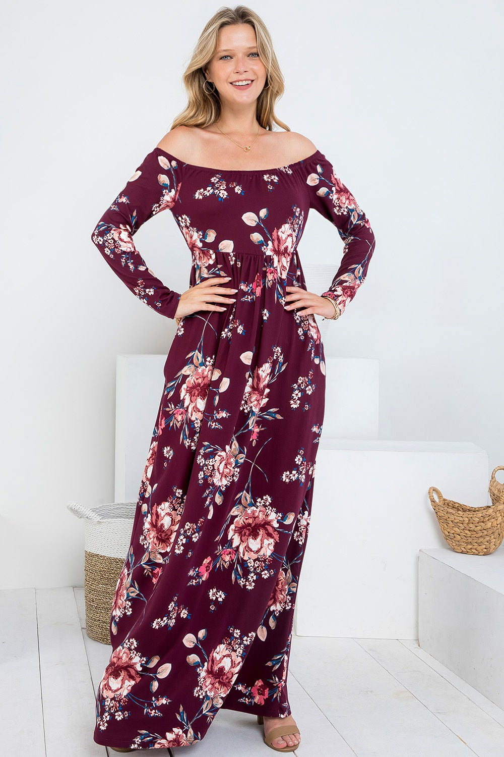 Floral Off Shoulder Maxi Dress