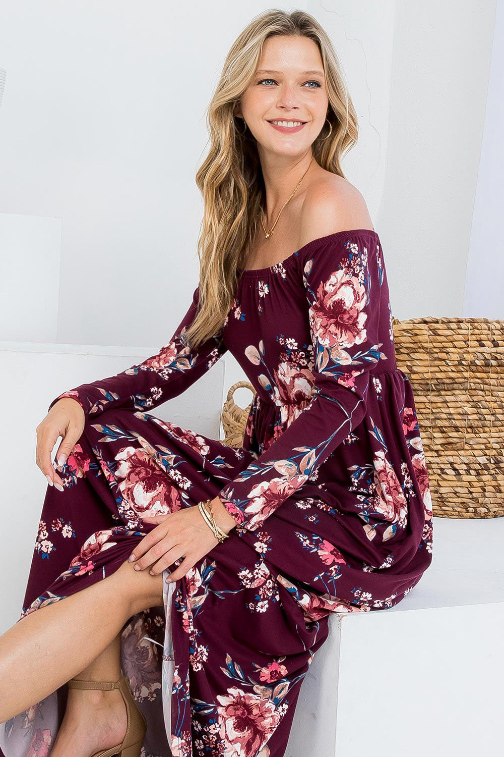 Floral Off Shoulder Maxi Dress