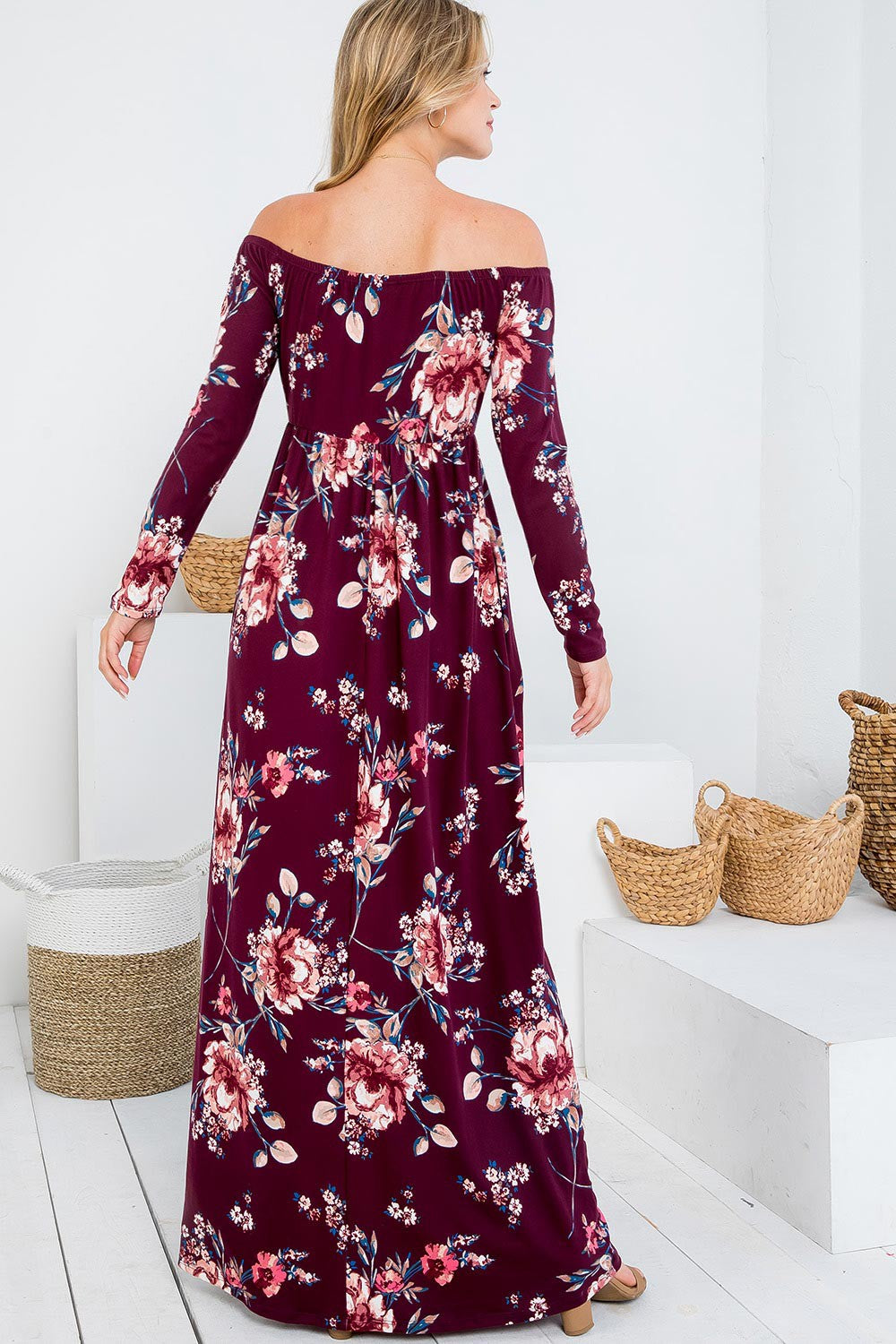 Floral Off Shoulder Maxi Dress