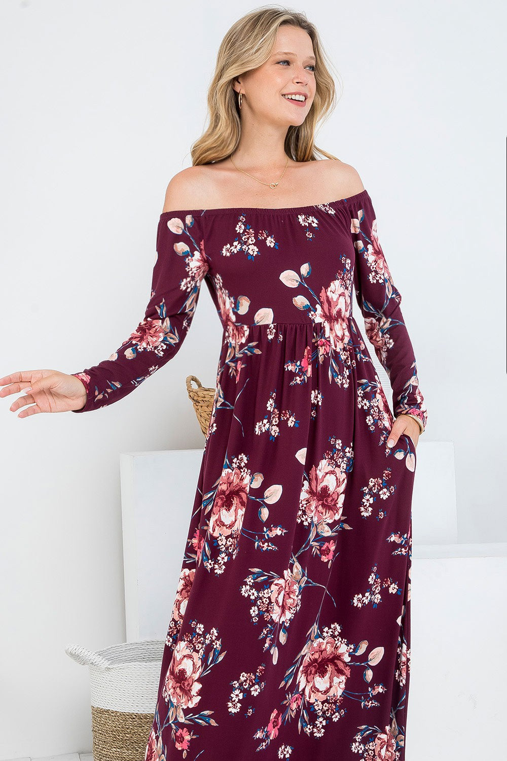 Floral Off Shoulder Maxi Dress
