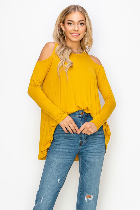 Solid Shoulder Accent Loose Fit Top