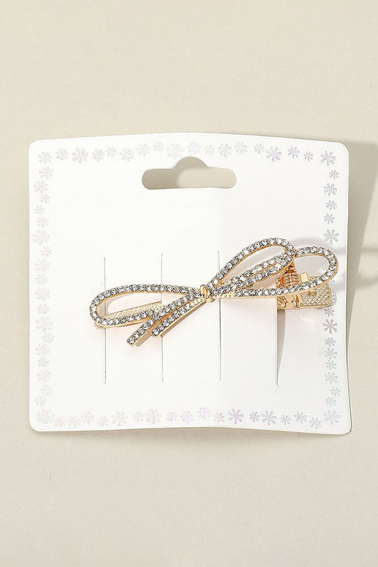 Rhinestone Paved Bow Snap Hair Clips