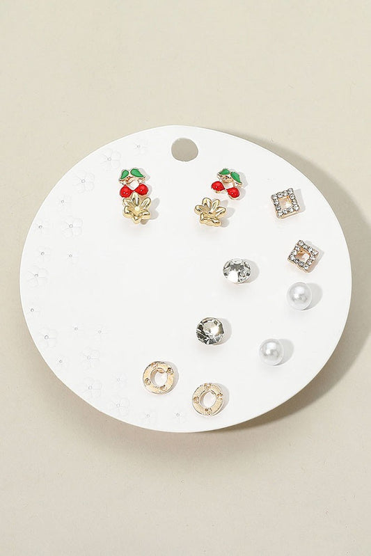 Cherry Flower Mini Stud Earring Set