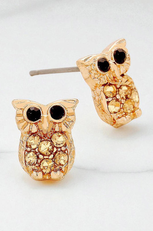 Crystal Owl Stud Earrings