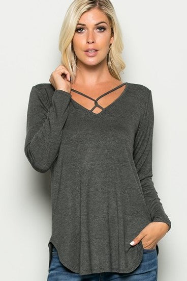 Front Cross Accent Detail Top