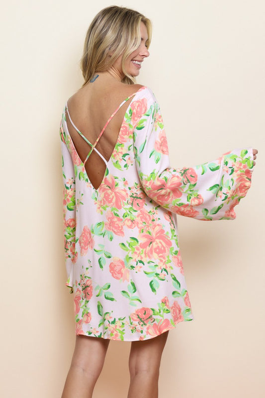 Oversized Floral Flare Dress