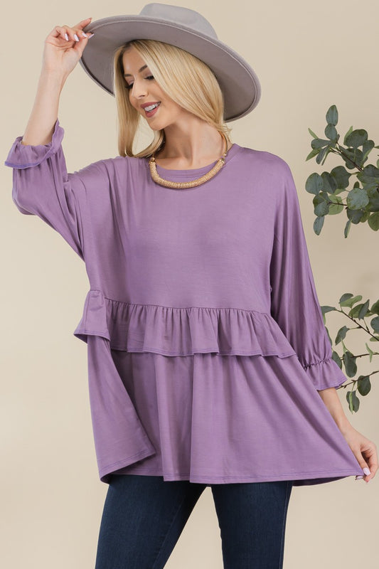Tiered Top With 3/4 Sleeves