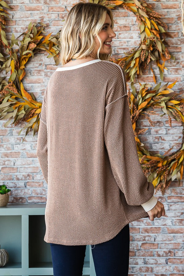 Rib Button Front Top