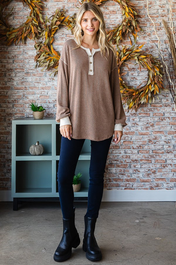 Rib Button Front Top