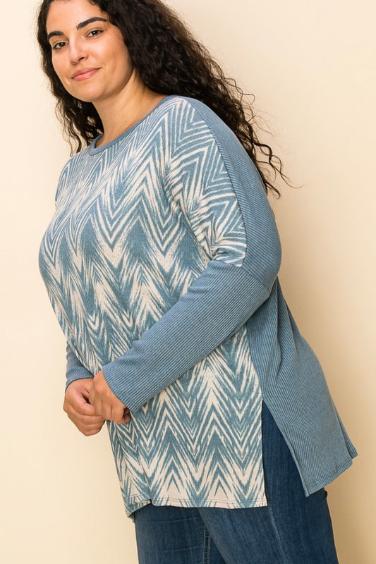 Plus Size Chevron Print Top