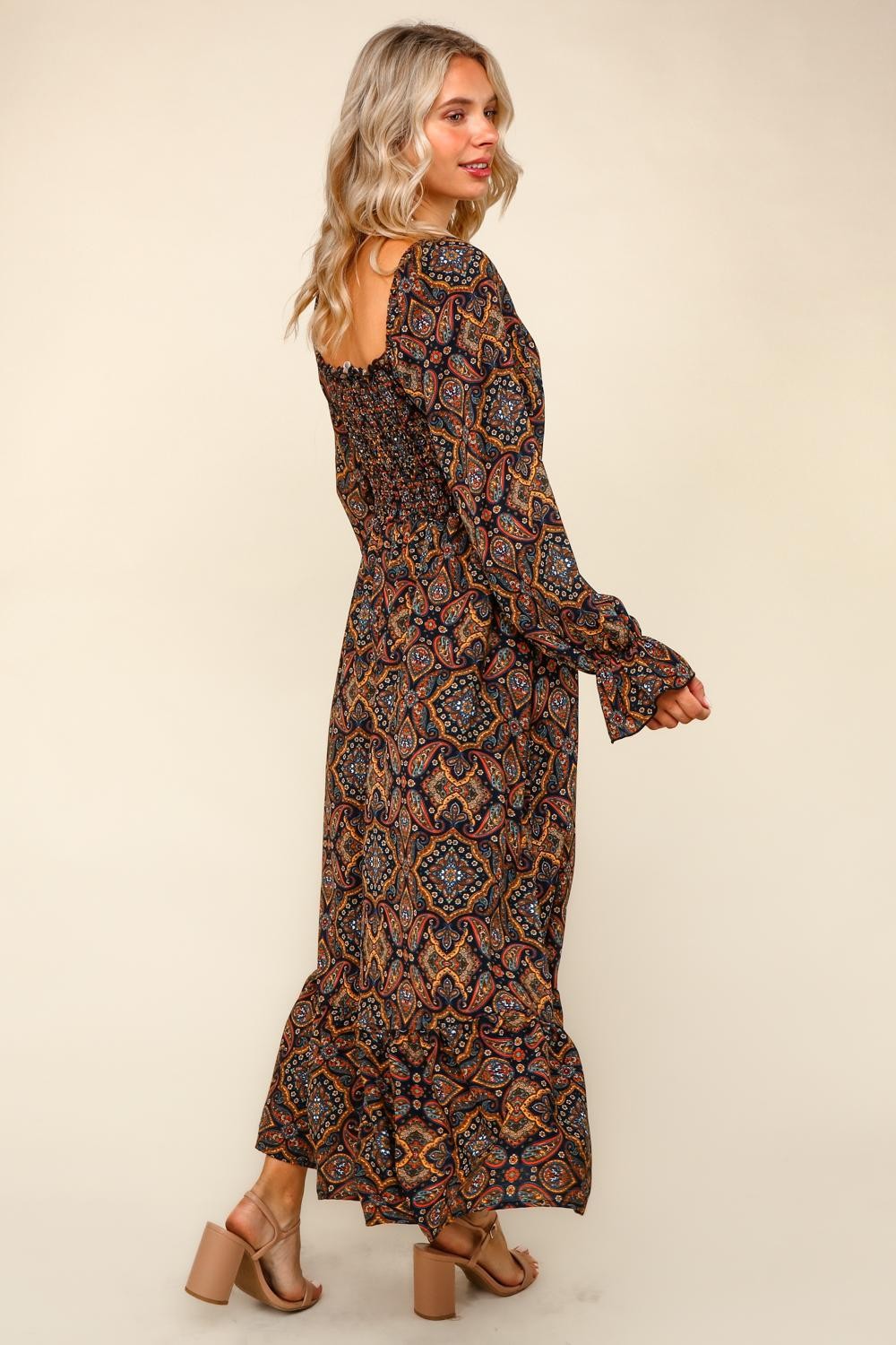 Bohemian Woven Maxi Dress W/side Pockets