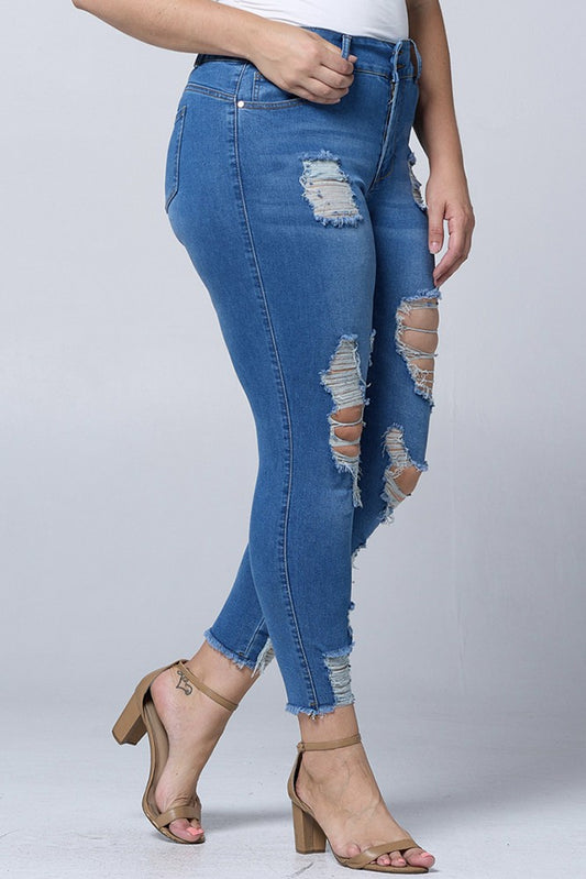 Curvy Ribbed Columbia Denim Jeans
