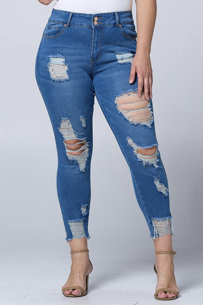 Curvy Ribbed Columbia Denim Jeans